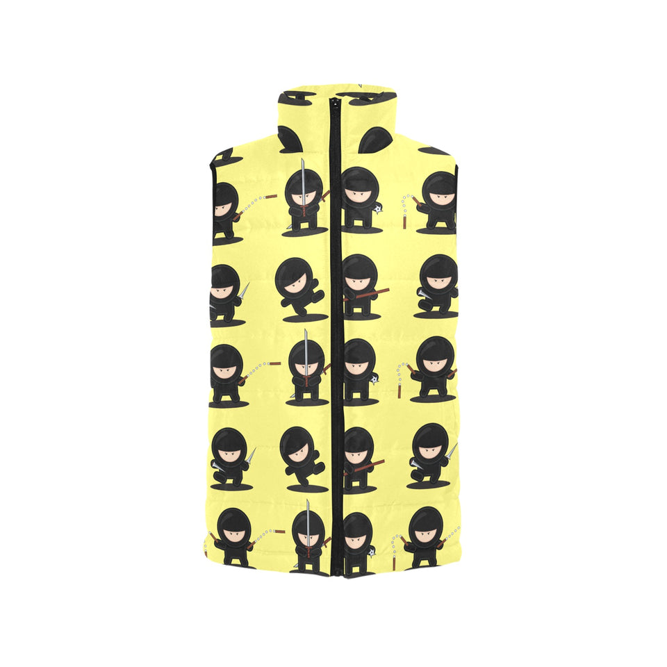Cute ninja yellow background Men's Padded Vest