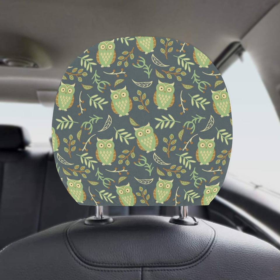 Cute owls leaves pattern Car Headrest Cover