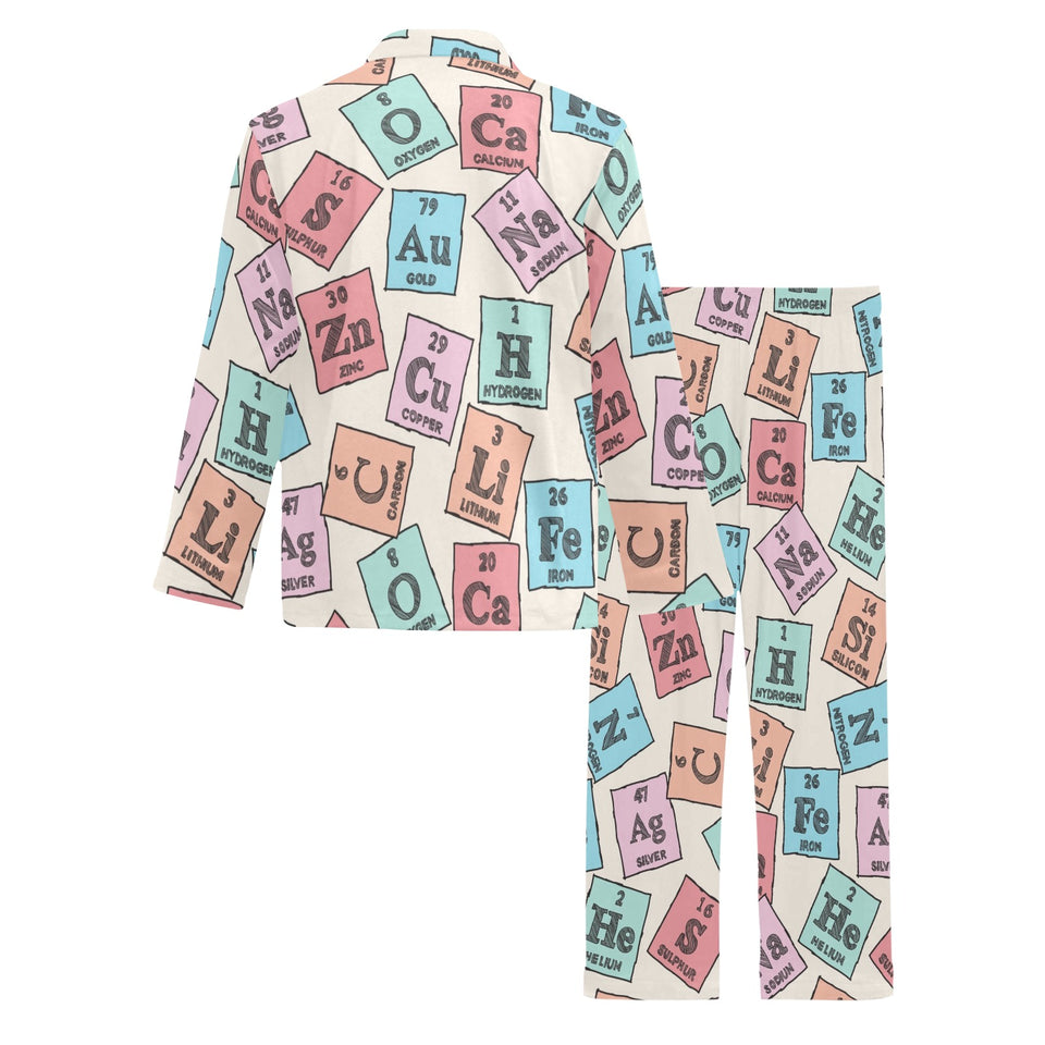 Chemistry Periodic Table Pattern Print Design 02 Men's Long Pajama Set
