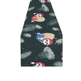 Cute sloths sleeping christmas ball santa hat patt Table Runner