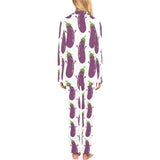 Eggplant Pattern Print Design 01 Women's Long Pajama Set