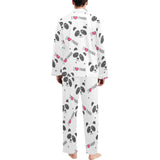 Hand Drawn faces of pandas pattern Men's Long Pajama Set