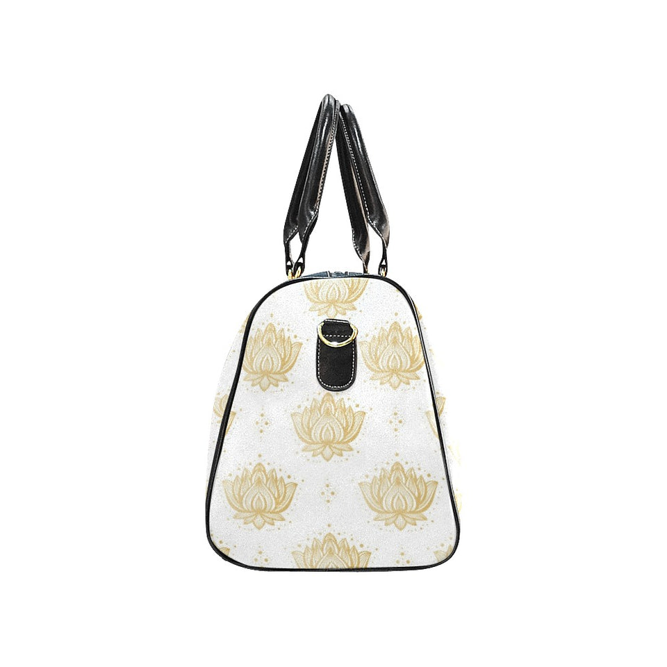 Gold Ornamental lotue waterlily symbol pattern Travel Bag