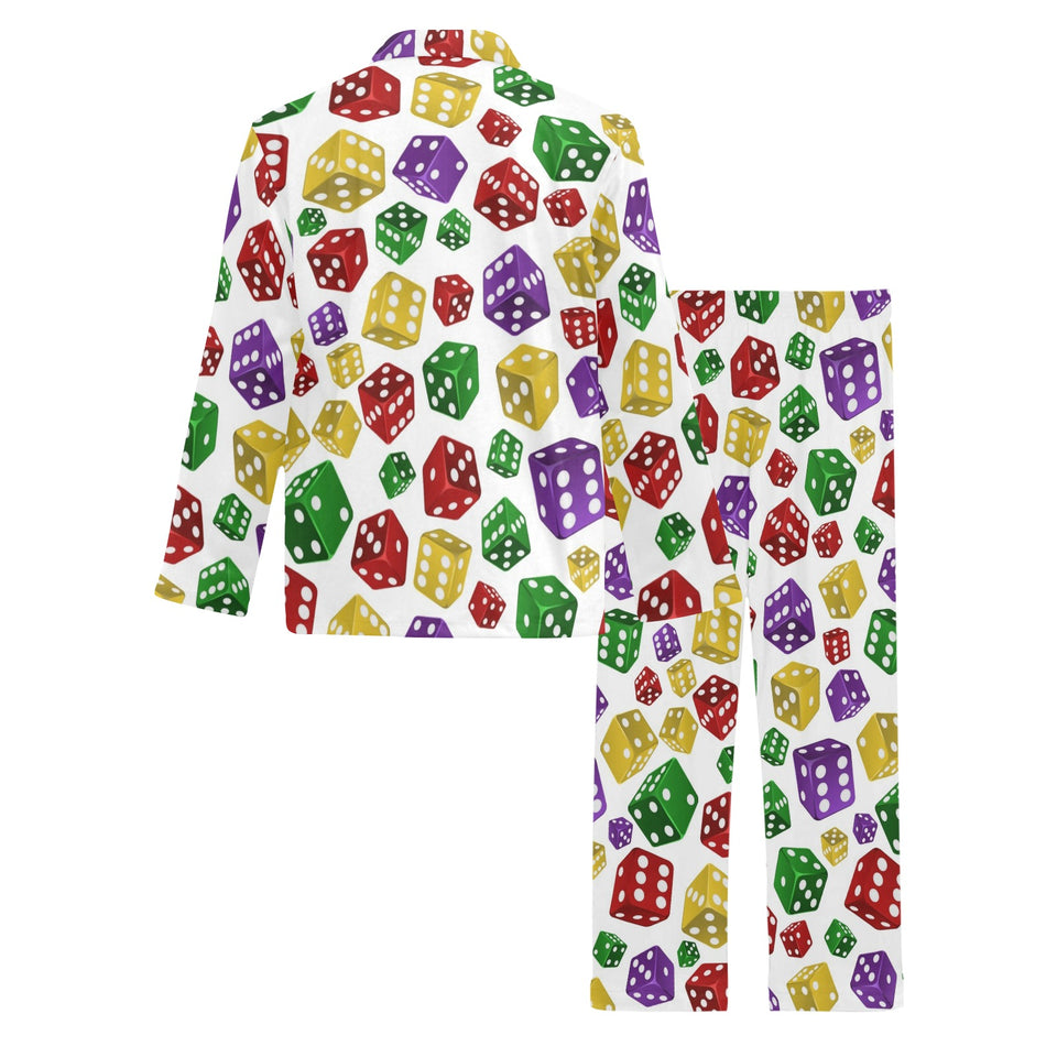 Dice Pattern Print Design 03 Men's Long Pajama Set