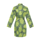 Hop pattern Hop cone background Women's Long Sleeve Belted Night Robe