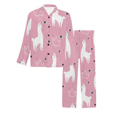 Llama Alpaca pink background Men's Long Pajama Set