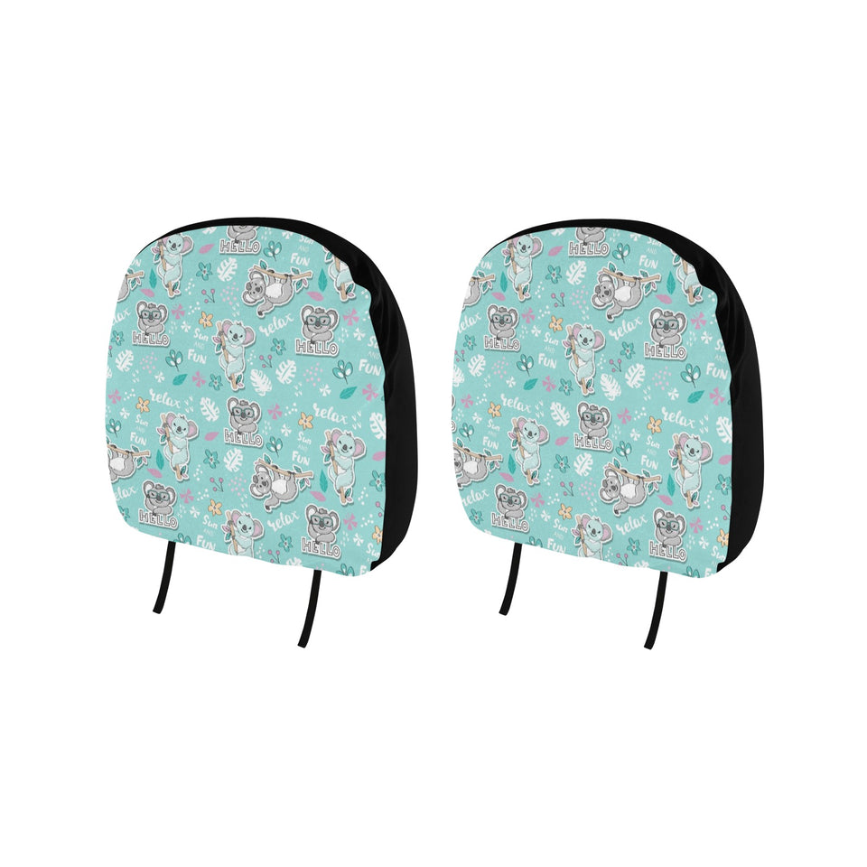 Cute koalas blue background pattern Car Headrest Cover