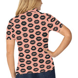 Lips Pattern Print Design 02 Women's All Over Print Polo Shirt