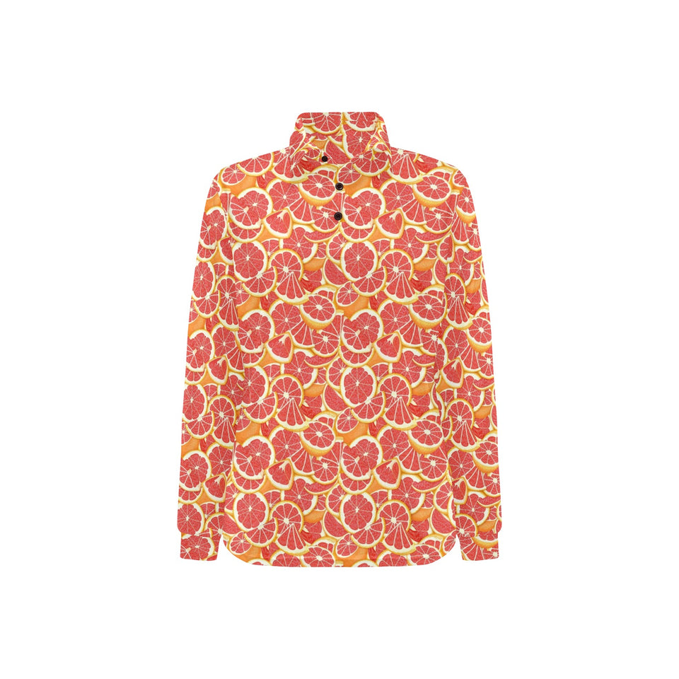 Tropical grapefruit pattern Women's Long Sleeve Polo Shirt