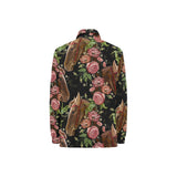 Horse head wild roses pattern Women's Long Sleeve Polo Shirt