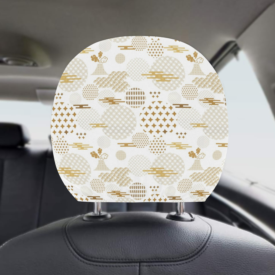 Beautiful gold japanese pattern Car Headrest Cover