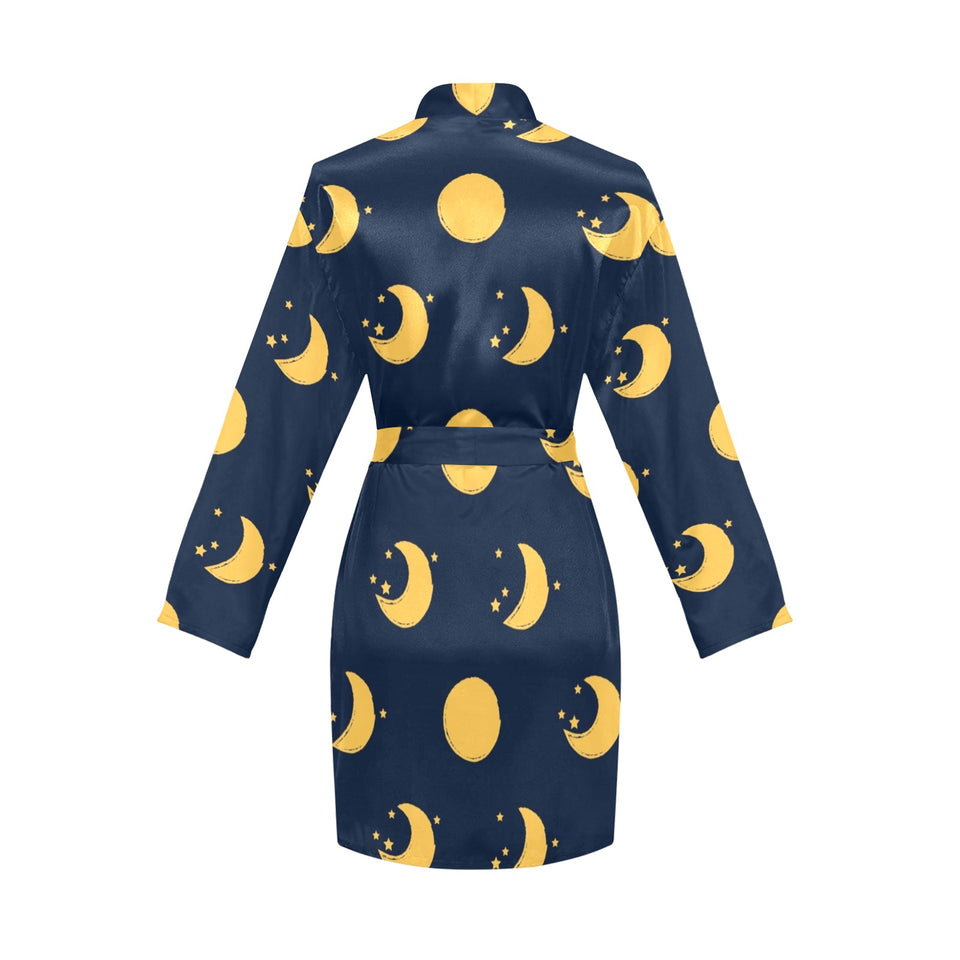 Moon star pattern Women's Long Sleeve Belted Night Robe