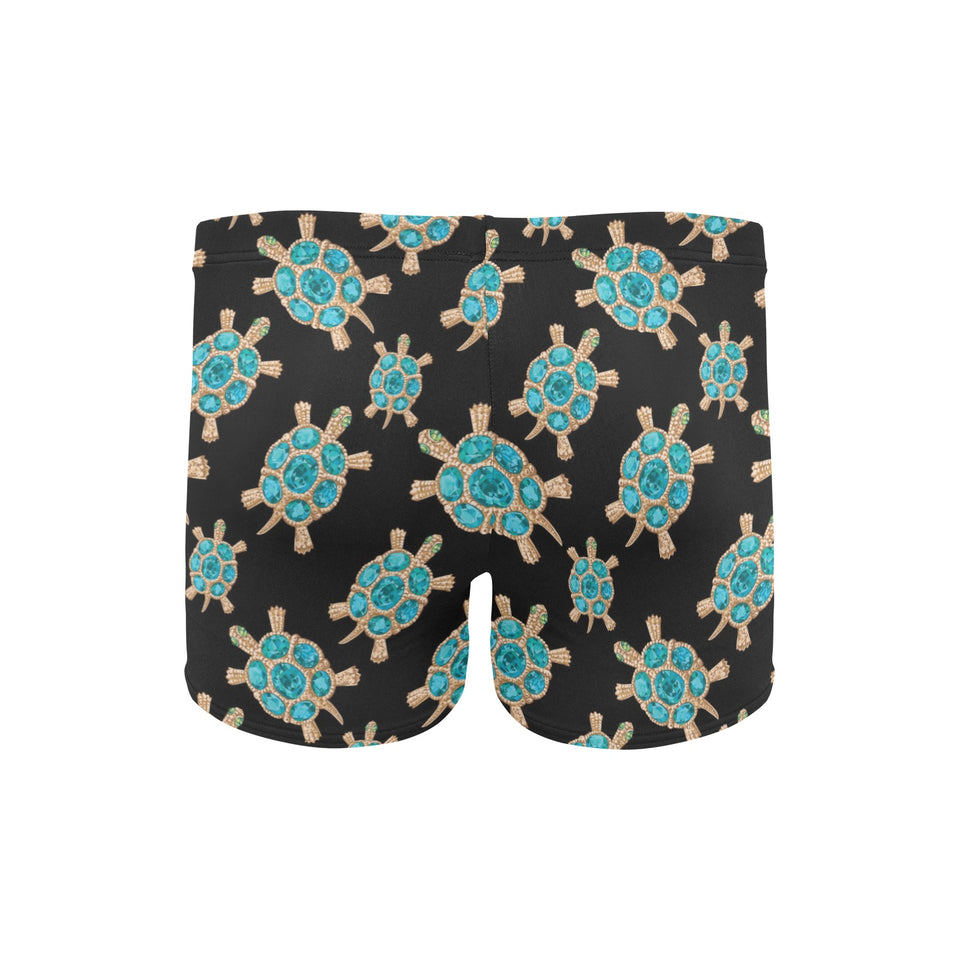 Sea turtle blue stone pattern Men's Swimming Trunks
