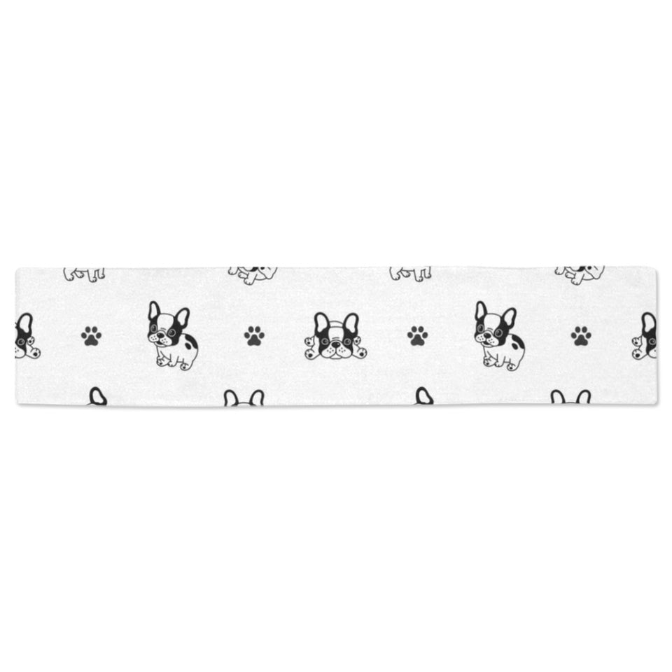 Cute french bulldog paw pattern Table Runner