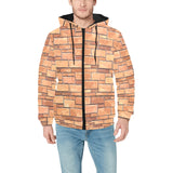 Brick Printed Pattern Print Design 04 Men's Padded Hooded Jacket