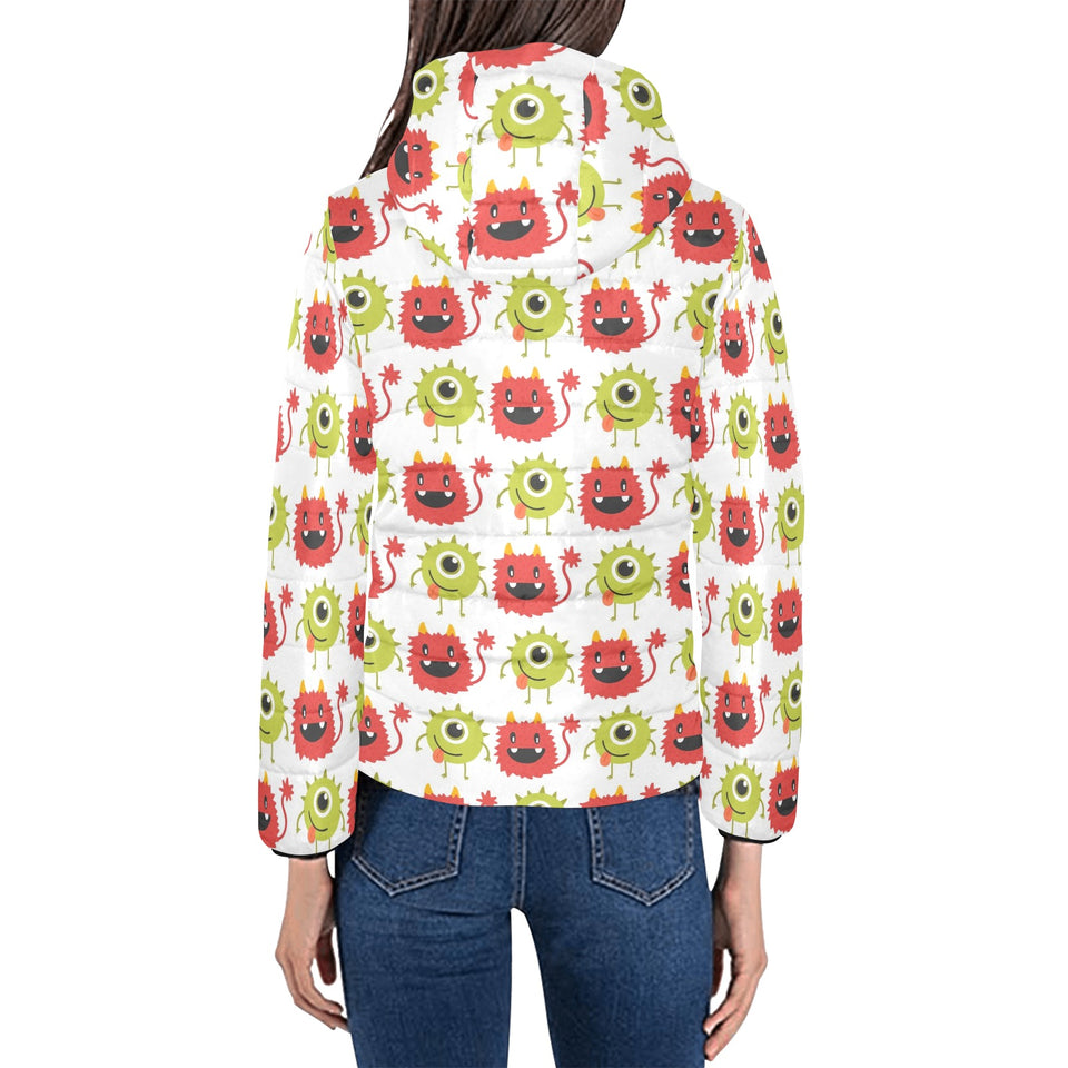Alien Pattern Print Design 05 Women's Padded Hooded Jacket