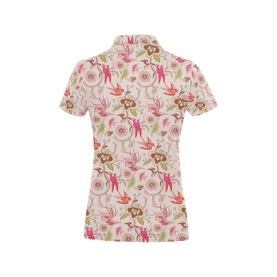 Swallow Pattern Print Design 01 Women's All Over Print Polo Shirt