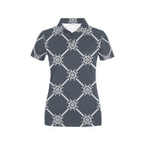 nautical steering wheel rope pattern Women's All Over Print Polo Shirt