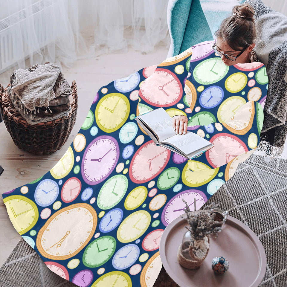 Colorful clock background Blanket Robe with Sleeves