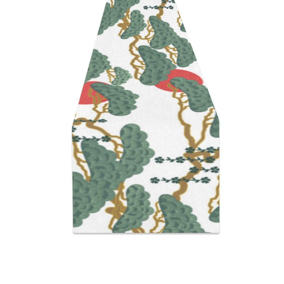 Bonsai red sun japanese pattern Table Runner