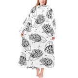 Hand drawn french fries pattern Blanket Robe with Sleeves