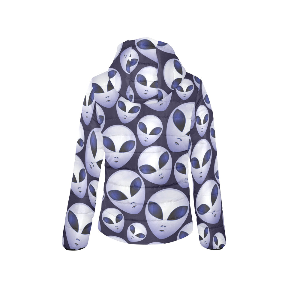 Alien Pattern Print Design 01 Women's Padded Hooded Jacket