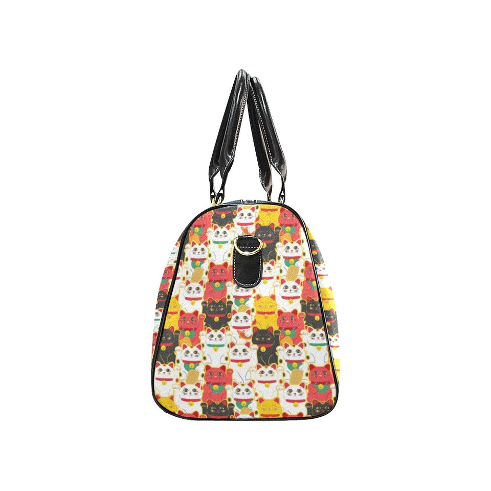 Colorful Maneki neko cat pattern Travel Bag