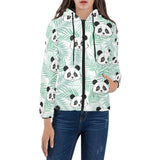 Panda pattern tropical leaves background Women's Padded Hooded Jacket