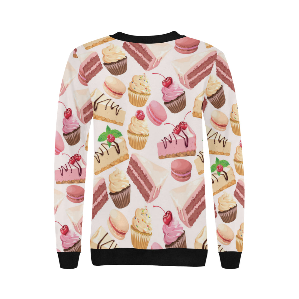 Cake cupcake sweets pattern Women's Crew Neck Sweatshirt