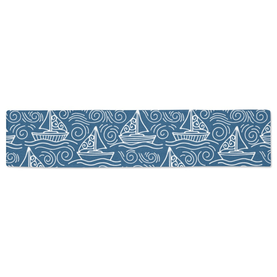 Hand drawn sailboat pattern Table Runner
