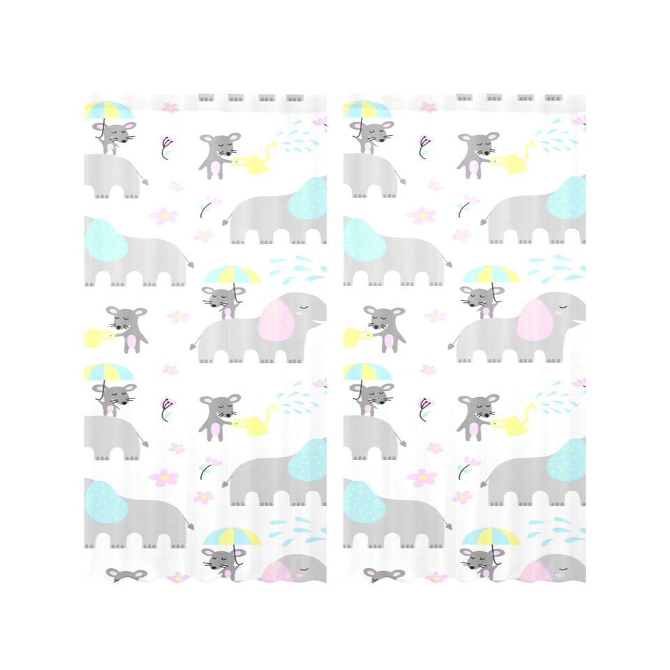 Cute elephant mouse pattern Gauze Curtain