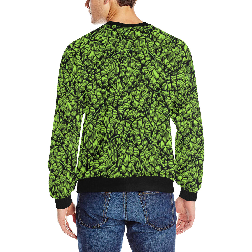 Green hop pattern Men's Crew Neck Sweatshirt