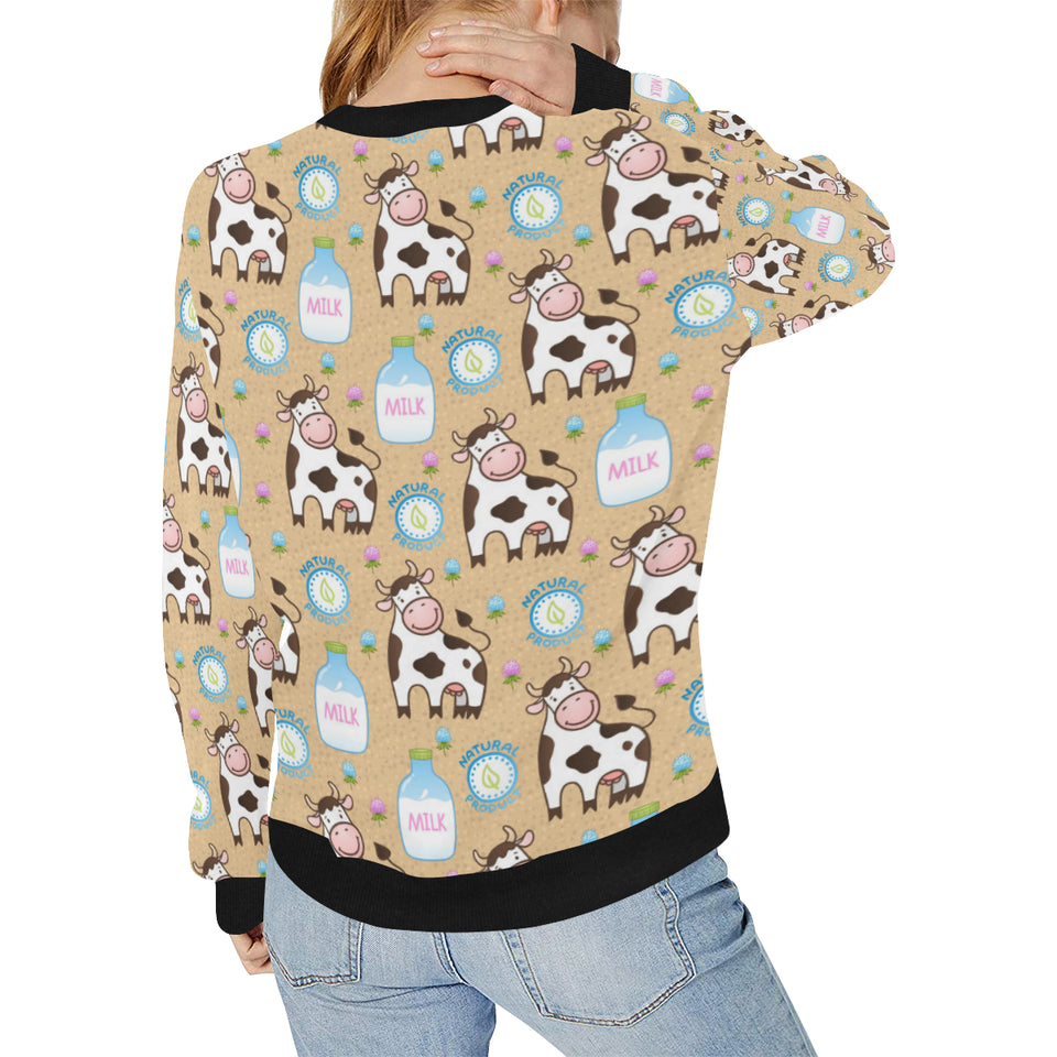 Cow bottle of milk pattern Women's Crew Neck Sweatshirt