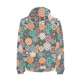 Gear Pattern Print Design 05 Men's Padded Hooded Jacket