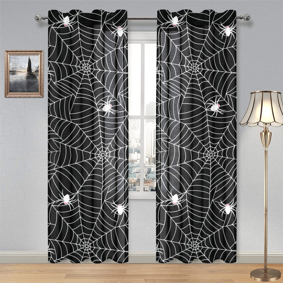 Spider web design pattern Black background white c Gauze Curtain