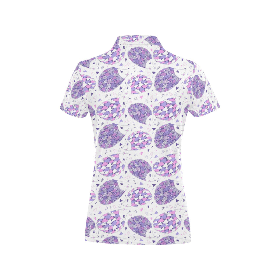 Hedgehog Pattern Print Design 05 Women's All Over Print Polo Shirt