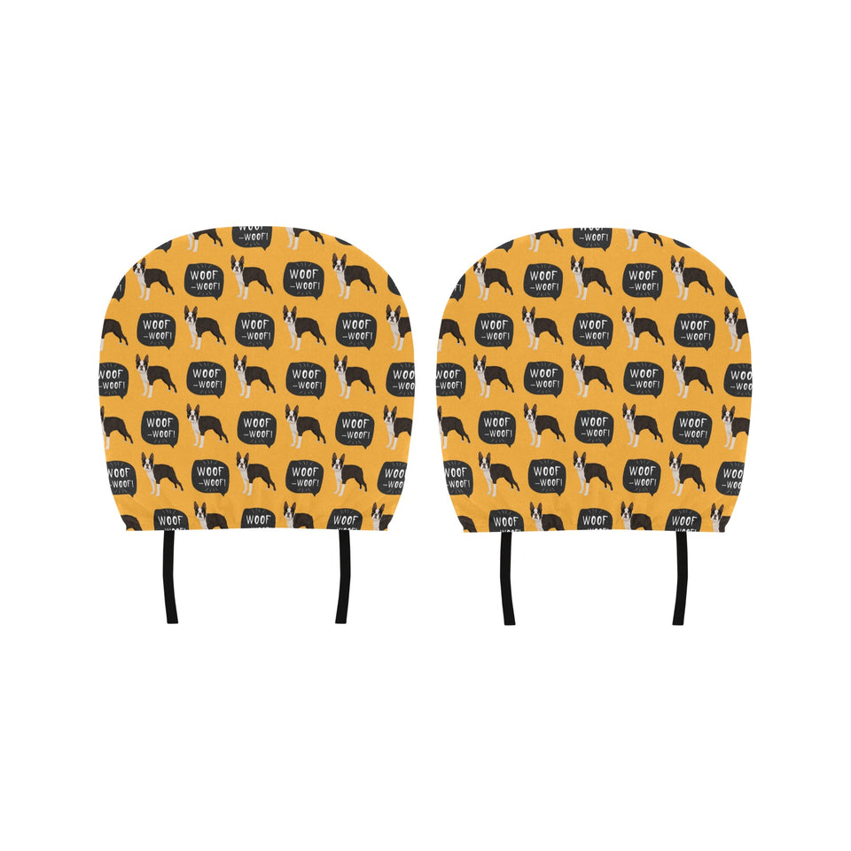 Boston terrier design pattern Car Headrest Cover