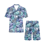 Shell design pattern Men's V-Neck Short Pajama Set