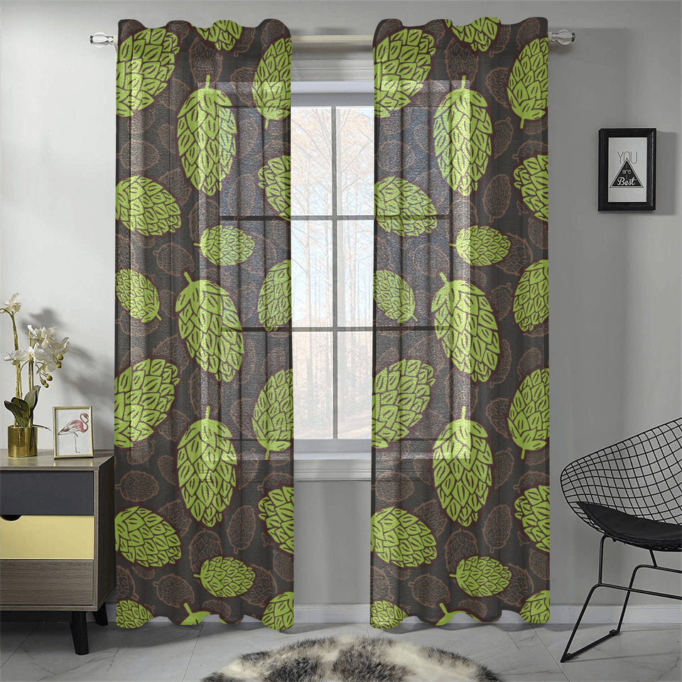 Hop pattern black background Gauze Curtain