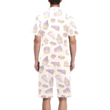 Cakes pies tarts muffins and eclairs purple bluebe Men's V-Neck Short Pajama Set