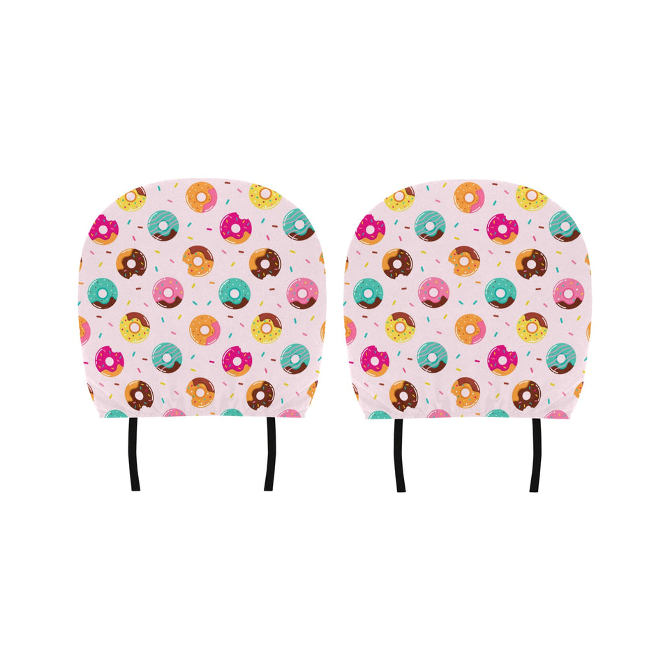 Donut pattern glaze pink background Car Headrest Cover