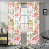 Pink flamingo birds pineapples hibiscus flower pat Gauze Curtain