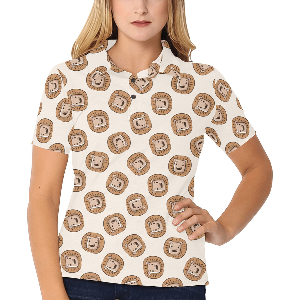 Lion Pattern Print Design 01 Women's All Over Print Polo Shirt