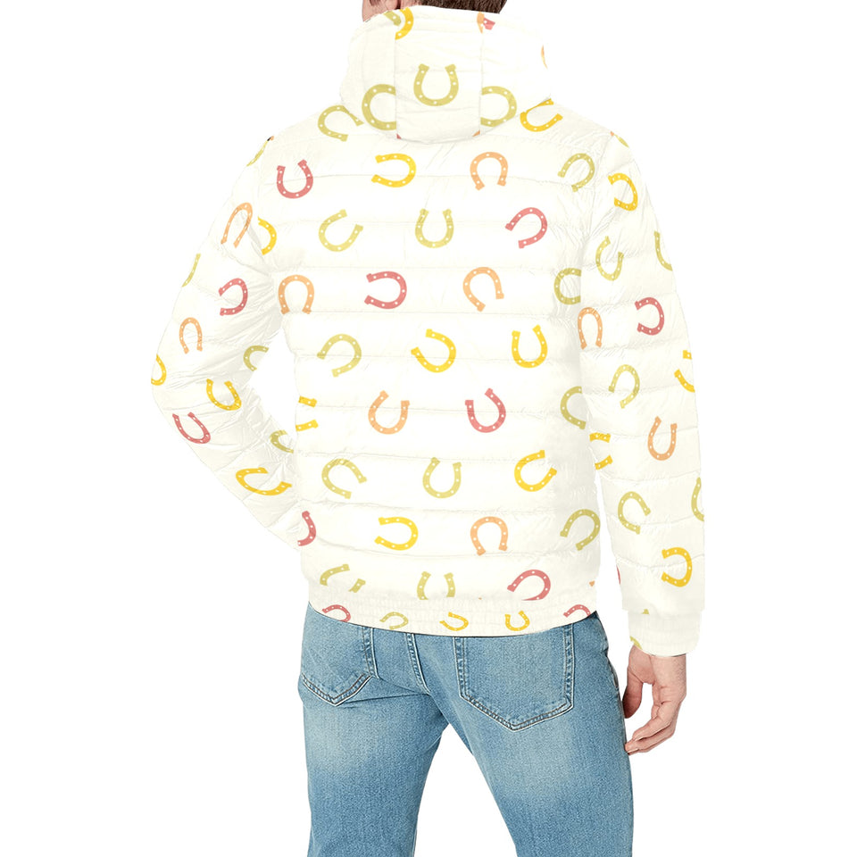 Horseshoes Pattern Print Design 02 Men's Padded Hooded Jacket