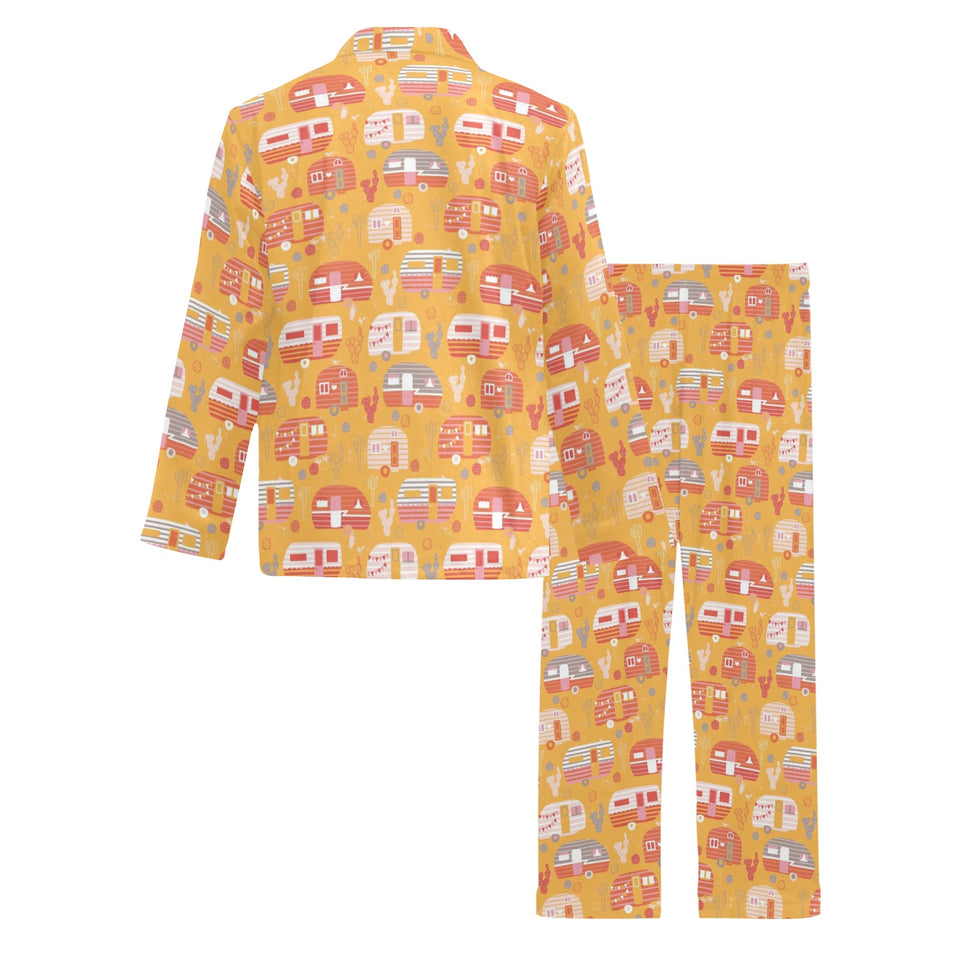 Camper Van Pattern Print Design 04 Men's Long Pajama Set