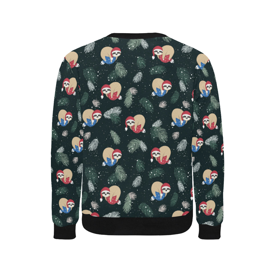 Cute sloths sleeping christmas ball santa hat patt Men's Crew Neck Sweatshirt