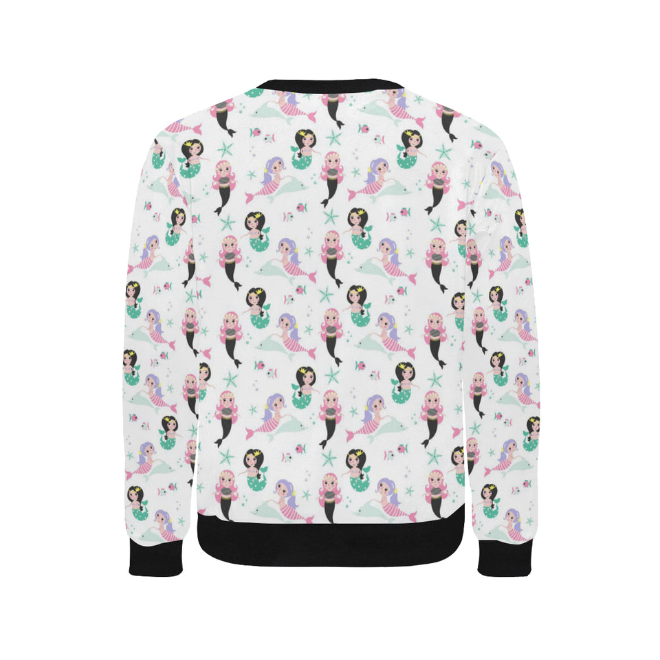 cute mermaid dolphin fish starfish pattern Men's Crew Neck Sweatshirt
