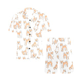 shiba inu dog pattern Men's V-Neck Short Pajama Set