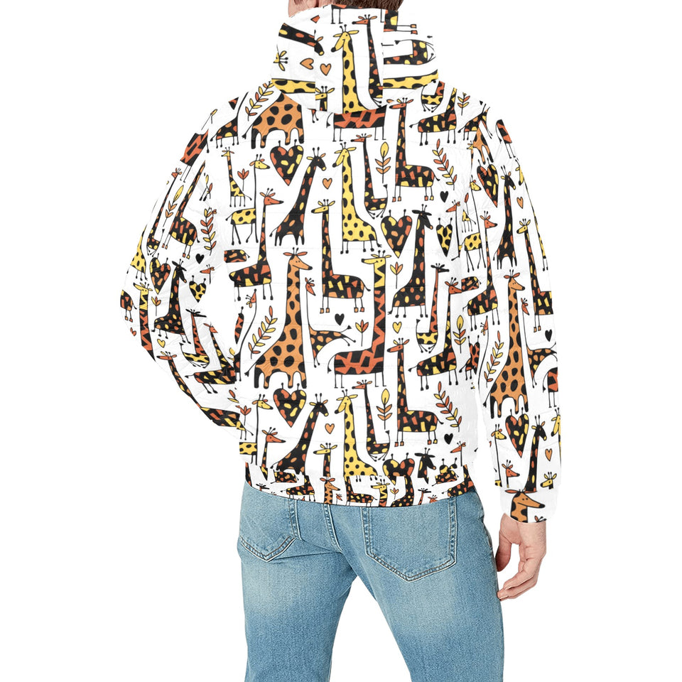 Giraffe Pattern Print Design 05 Men's Padded Hooded Jacket