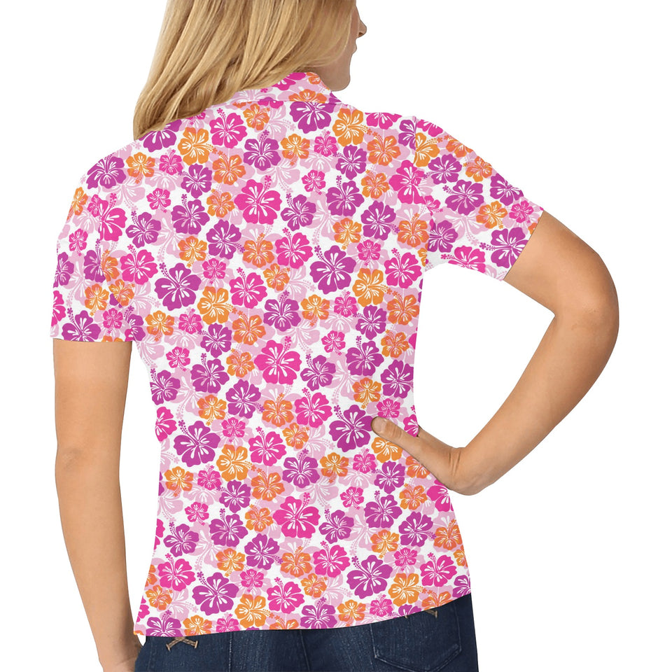 Hibiscus Pattern Print Design 01 Women's All Over Print Polo Shirt